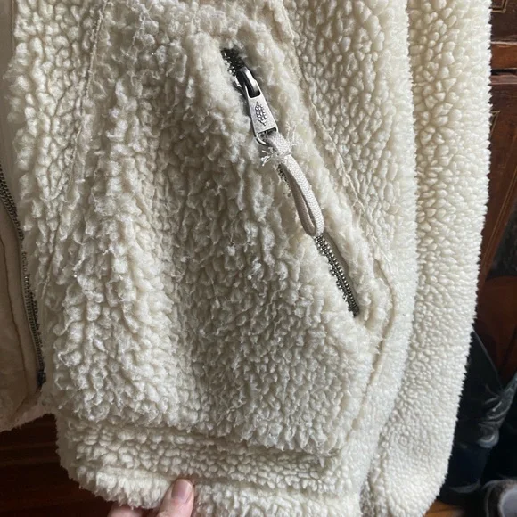 FP Movement by Free People Oversized Cream Teddy Zip Jacket - Picture 10 of 14